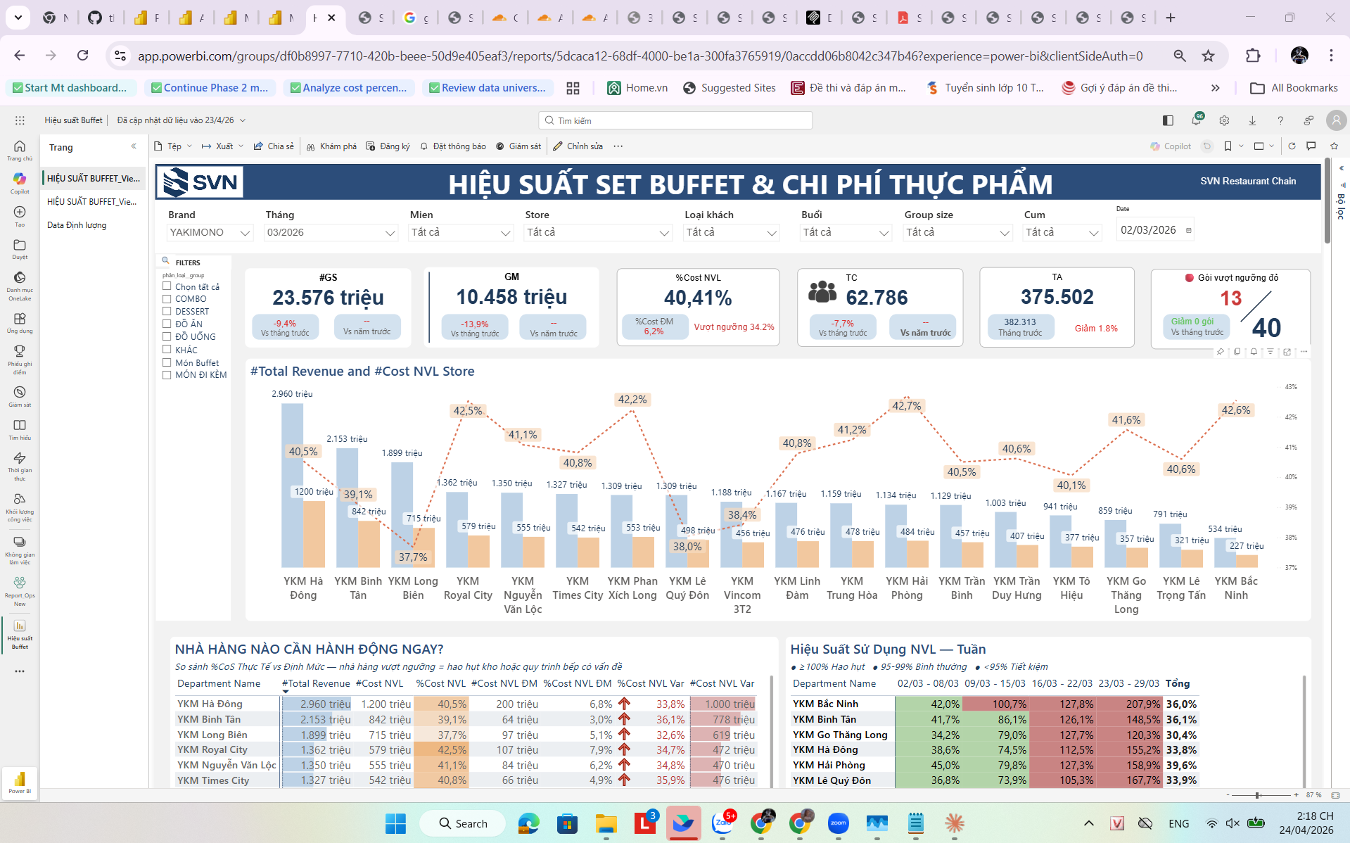 Hiệu Suất Buffet - KPI và biểu đồ tổng quan